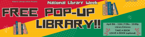 Take a book - leave a book pop up display in the Roberts Laforge Library April 8th through the 11th.