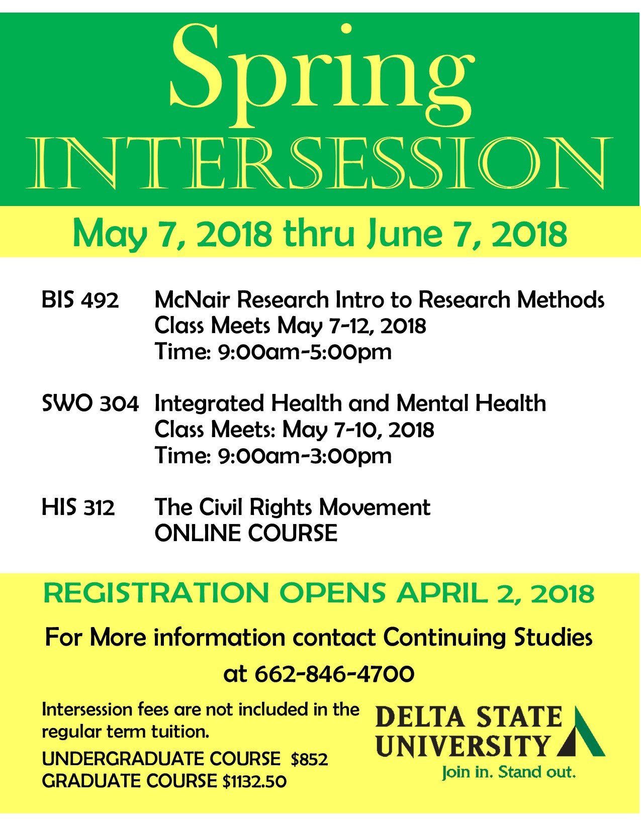 Registration for 2018 intersession courses opens April 2 News and Events